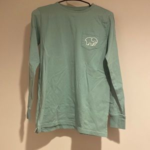 Ivory Ella long-sleeved logo shirt teal size S + free stickers!!